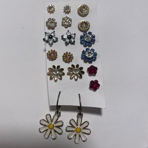 Flower Stud Earrings (9 pairs)
